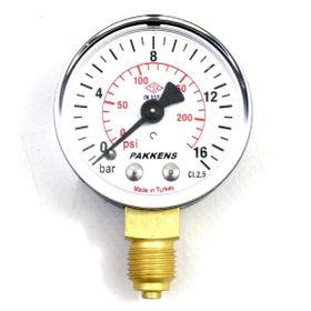 Pakkens 1/4 inç Çap 63 0/16 Bar Kuru Tip Basınç Ölçer Manometre Basınç Göstergesi