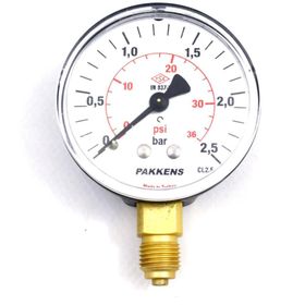 Pakkens 1/4 inç Çap 63 0/2.5 Bar Kuru Tip Basınç Ölçer Manometre Basınç Göstergesi