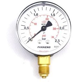 Pakkens 1/4 inç Çap 63 0/2.5 Bar Kuru Tip Basınç Ölçer Manometre Basınç Göstergesi