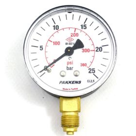Pakkens 1/4 inç Çap 63 0/25 Bar Kuru Tip Basınç Ölçer Manometre Basınç Göstergesi