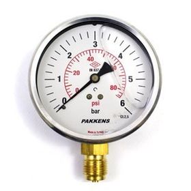 Pakkens Gliserinli G 1/2 inç 0-6 Bar 160 mm Alttan Bağlantılı Manometre