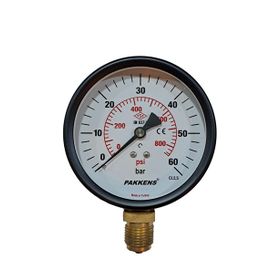 Pakkens Gliserinli G 1/2 inç 0-60 Bar 100 mm Alttan Bağlantılı Manometre