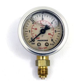 Pakkens Gliserinli G 1/4 inç 0-6 Bar 50 mm Alttan Bağlantılı Manometre