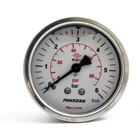 Pakkens Gliserinli G 1/4 inç 0-6 Bar 50 mm Arkadan Bağlantılı Manometre