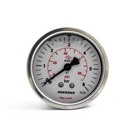 Pakkens Gliserinli G 1/4 inç 0-6 Bar 63 mm Arkadan Bağlantılı Manometre