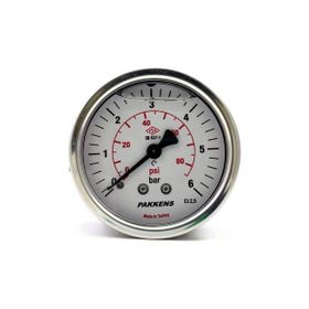 Pakkens Gliserinli G 1/4 inç 0-6 Bar 63 mm Arkadan Bağlantılı Panotipi Manometre