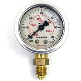 Pakkens Gliserinli G 1/4 inç 0-60 Bar 50 mm Alttan Bağlantılı Manometre