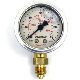 Pakkens Gliserinli G 1/4 inç 0-60 Bar 50 mm Alttan Bağlantılı Manometre