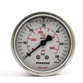 Pakkens Gliserinli G 1/4 inç 0-60 Bar 50 mm Arkadan Bağlantılı Manometre