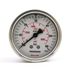 Pakkens Gliserinli G 1/4 inç 0-60 Bar 50 mm Arkadan Bağlantılı Manometre