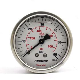 Pakkens Gliserinli G 1/4 inç 0-60 Bar 50 mm Arkadan Bağlantılı Manometre