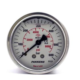 Pakkens Gliserinli G 1/4 inç 0-600 Bar 63 mm Arkadan Bağlantılı Manometre