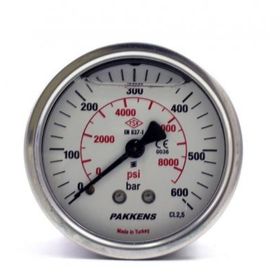 Pakkens Gliserinli G 1/4 inç 0-600 Bar 63 mm Arkadan Bağlantılı Manometre