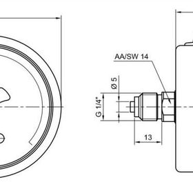 Pakkens Gliserinli G 1/4 inç 0-600 Bar 63 mm Arkadan Bağlantılı Manometre