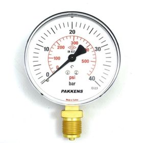 Pakkens Kuru G 1/2 inç 0-6 Bar 100 mm Alttan Bağlantılı Manometre