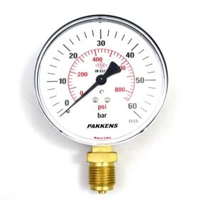 Pakkens Kuru G 1/2 inç 0-60 Bar 160 mm Alttan Bağlantılı Manometre