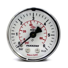 Pakkens Kuru G 1/4 inç 0-6 Bar 63 mm Arkadan Bağlantılı Manometre