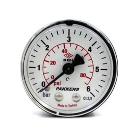 Pakkens Kuru G 1/4 inç 0-6 Bar 63 mm Arkadan Bağlantılı Manometre