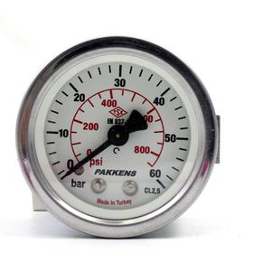 Pakkens Kuru G 1/4 inç 0-60 Bar 63 mm Arkadan Bağlantılı Panotipi Manometre