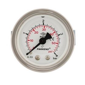 Pakkens Kuru G 1/8 inç 0-6 Bar 50 mm Panotipi Arkadan Bağlantılı Manometre