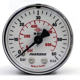 Pakkens Kuru G 1/8 inç 0-60 Bar 50 mm Arkadan Bağlantılı Manometre