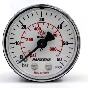 Pakkens Kuru G 1/8 inç 0-60 Bar 50 mm Arkadan Bağlantılı Manometre