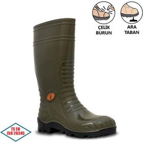 Palalı S5-117 Çelik Burunlu Çelik Ara Tabanlı Haki İş Güvenliği Çizmesi