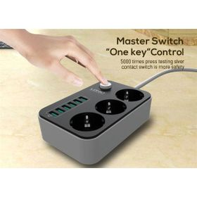 Paleon 5V 3.4A 6 USB Bağlantı Noktası 3'lü Siyah Uzatma Akım Korumalı Priz
