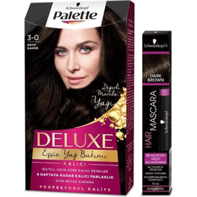 Palette Deluxe 3-0 Koyu Kahve Saç Boyası + Schwarzkopf Koyu Kahve Saç Maskarası