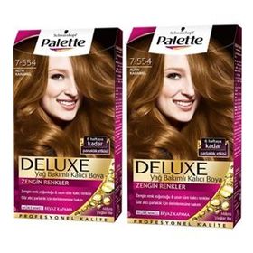 Palette Deluxe 7.554 Altın Karamel 2 Adet Saç Boyası