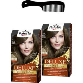 Palette Deluxe Yoğun Renkler 7-3 Küllü Yoğun Kumral 2 Adet Saç Boyası ve Saç Açıcı Tarak