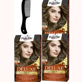 Palette Deluxe Yoğun Renkler Saç Boyası 7-1 Asil Kumral 3 Adet Saç Boyası+ Saç Açıcı