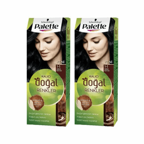 Palette Kalıcı Doğal Renkler 1.1 Gece Mavisi 2'li Saç Boyası