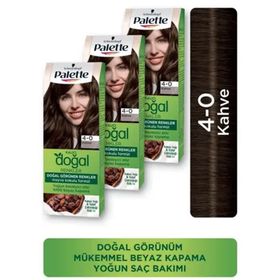 Palette Kalıcı Doğal Renkler 4-0 Kahve x 3 Adet Saç Boyası