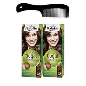 Palette Kalıcı Doğal Renkler 4-60 Açık Çikolata Kahve 2 Adet Saç Boyası ve Saç Açıcı Tarak