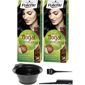 Palette Naturel 1-1 Gece Mavisi 2 'li Saç Boyası+Saç Boyama Seti