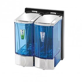 Palex 3564-2 2x250 cc Krom Şeffaf Mini Sıvı Sabun Dispenseri