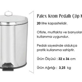 Palex 3700-320 20 lt Krom Pedallı Çöp Kovası