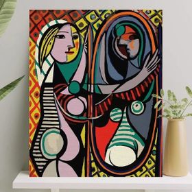 Palmiye Çıtalı 40x50 cm Aynadaki Kadın Tuval Seti