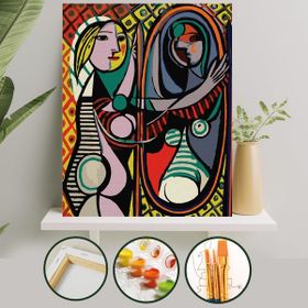 Palmiye Çıtalı 40x50 cm Aynadaki Kadın Tuval Seti