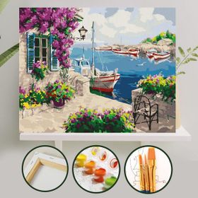 Palmiye Çıtalı 40x50 cm Mor Sümbül Tuval Seti