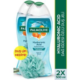 Palmolive 871895150982529 Hyaluronic Acid Doğal Dağ Idesi Özlü 500 ml X 2 Adet Banyo Ve Duş Jeli + Duş Lifi