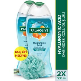 Palmolive 871895150982529 Hyaluronic Acid Doğal Dağ Idesi Özlü 500 ml X 2 Adet Banyo Ve Duş Jeli + Duş Lifi
