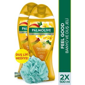Palmolive Aroma Sensations Feel Good İpeksi 2x500 ml Duş Jeli + Duş Lifi hediye