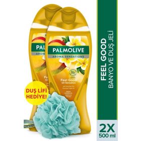 Palmolive Aroma Sensations Feel Good İpeksi 2x500 ml Duş Jeli + Duş Lifi hediye