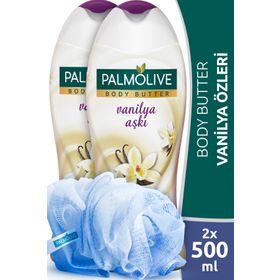 Palmolive Body Butter Vanilya 2x500 ml Duş Jeli + Duş Lifi