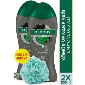 Palmolive Body Mind Kömür ve Nane Yağı 2x500 ml Duş Jeli + Duş Lifi