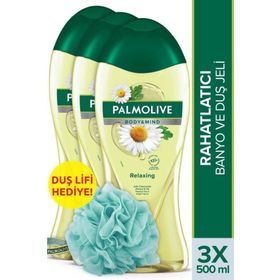 Palmolive Body Mind Papatya Özü ve Doğal Yağ 3x500 ml Duş Jeli + Duş Lifi