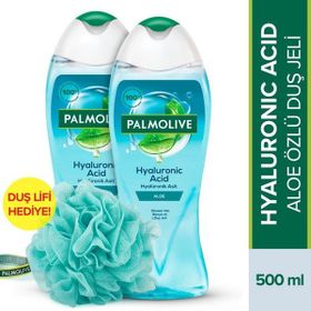 Palmolive Hyaluronic Acid Doğal Aloe Özlü 2x500 ml Duş Jeli + Duş Lifi