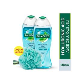 Palmolive Hyaluronic Acid Doğal Aloe Özlü 2x500 ml Duş Jeli + Duş Lifi